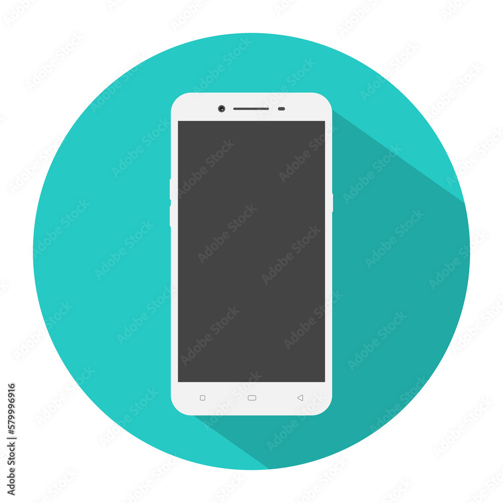 Mobile phone circle icon with long shadow. Flat design style. Smart phone simple silhouette. Modern, minimalist, round icon in stylish colors. Web site page and mobile app design vector element. Mobile phone circle icon with long shadow. Flat design style. Smart phone simple silhouette. Modern, minimalist, round icon in stylish colors. Web site page and mobile app design vector element.