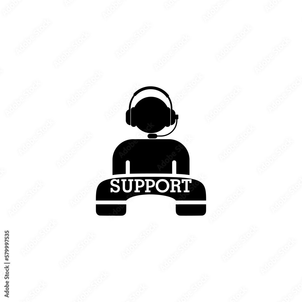 Support service for customer icon. Call center helpline logo isolated on white background Support service for customer icon. Call center helpline logo isolated on white background