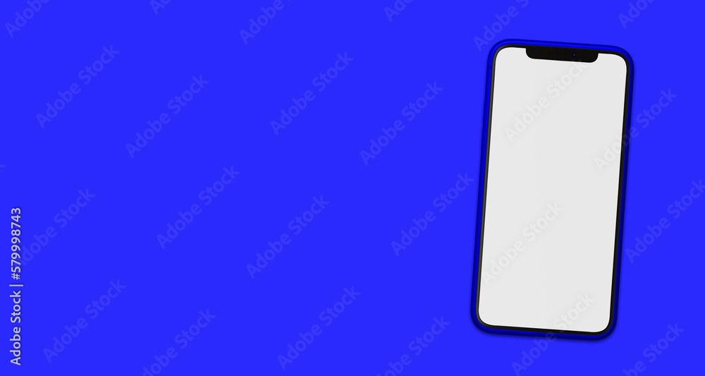 Modern Smartphone weißes Display Blau Hintergrund Banner Vorlage Modern Smartphone weißes Display Blau Hintergrund Banner Vorlage