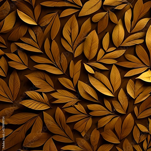 Wooden leaves, seamless pattern