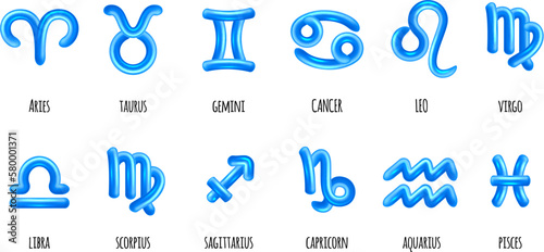 Zodiac icon set. A set of horoscope and astrology symbols.