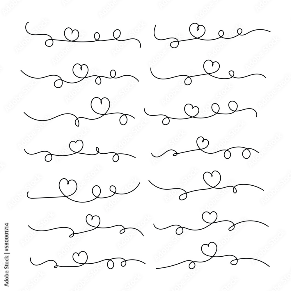set of Hand drawn Valentine Heart Doodle Lines calligraphic swirl and Swirly heart Stock vector illustration flourish doodle design elements and ornaments design elements for t-shirt, poster, banner set of Hand drawn Valentine Heart Doodle Lines calligraphic swirl and Swirly heart Stock vector illustration flourish doodle design elements and ornaments design elements for t-shirt, poster, banner