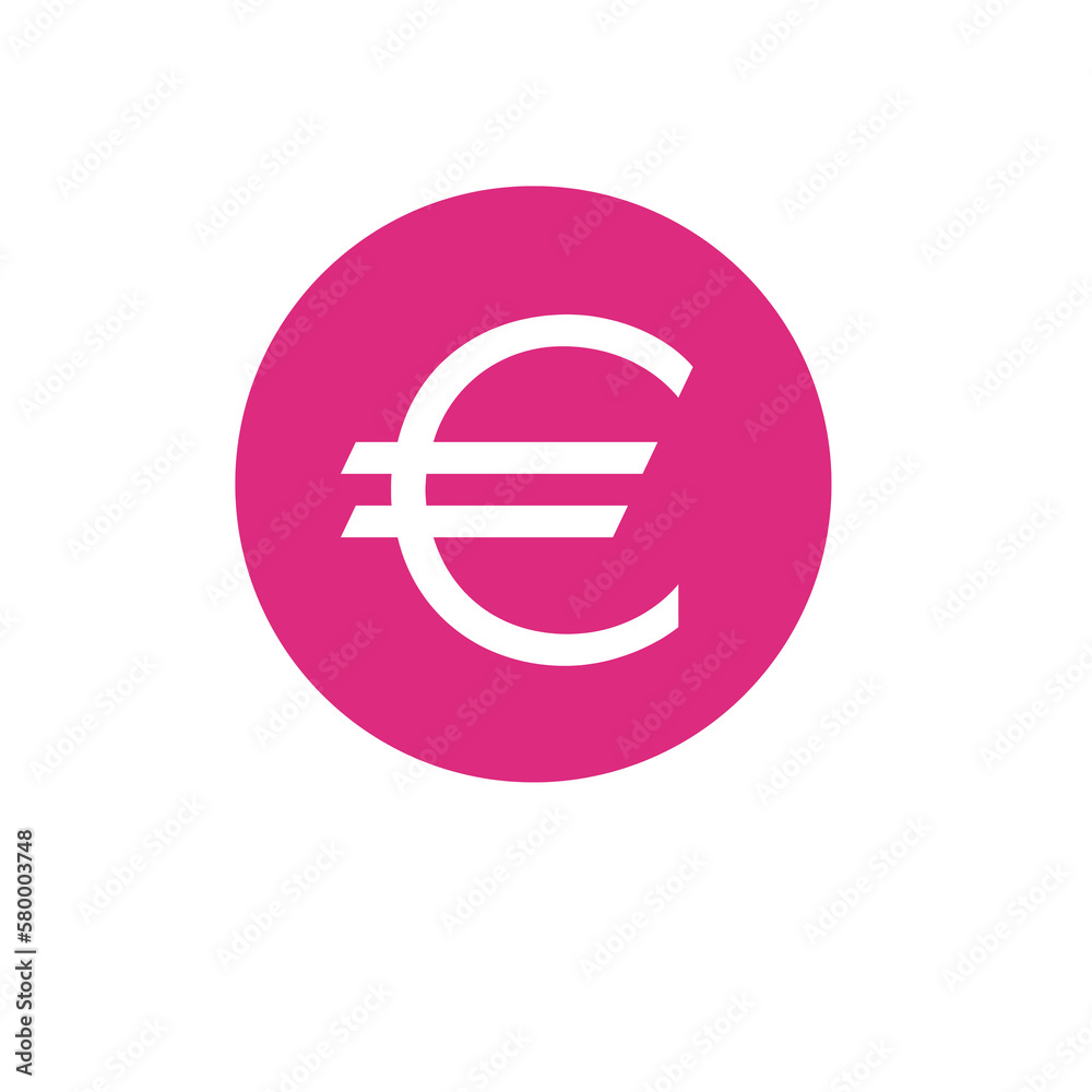 euro symbol in pink circle on white background euro symbol in pink circle on white background