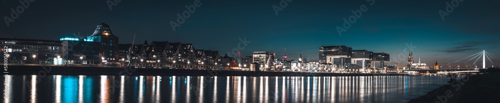 Cologne panorama at night, Germany