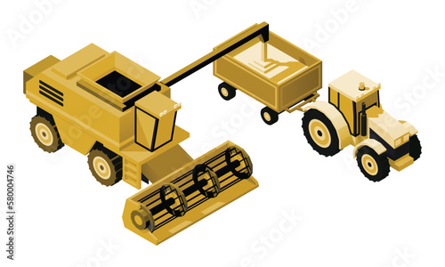  low poly tractor working in the field