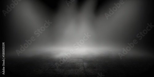 AI generated, dark background with mist or haze on the floor, Generative AI