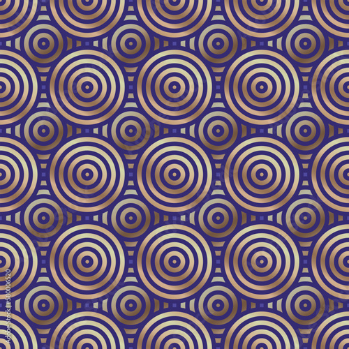 Vector design seamless pattern of circles for labels and frames for packaging luxury goods in a trendy linear style a simple and bright gold foil background on a purple background