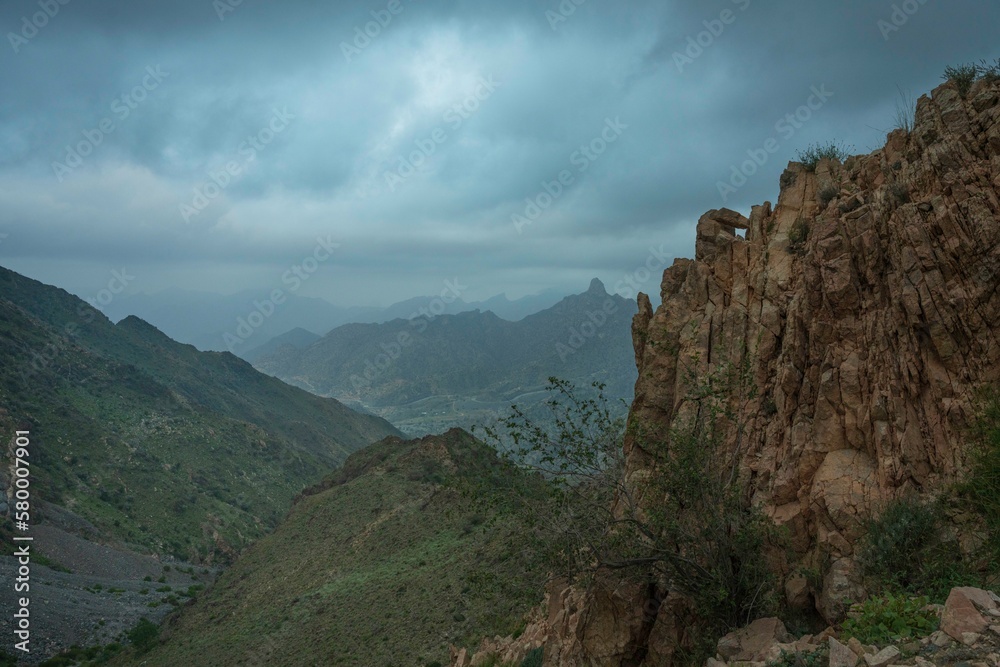 misty mountains in saudi arabia
