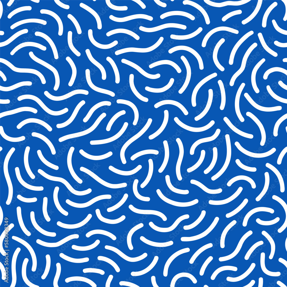 Vector seamless wavy blue monochrome pattern. Abstract linear waves on the water