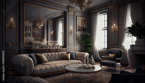 Elegant Living Room Design Ideas for a Luxurious Home, Generative AI