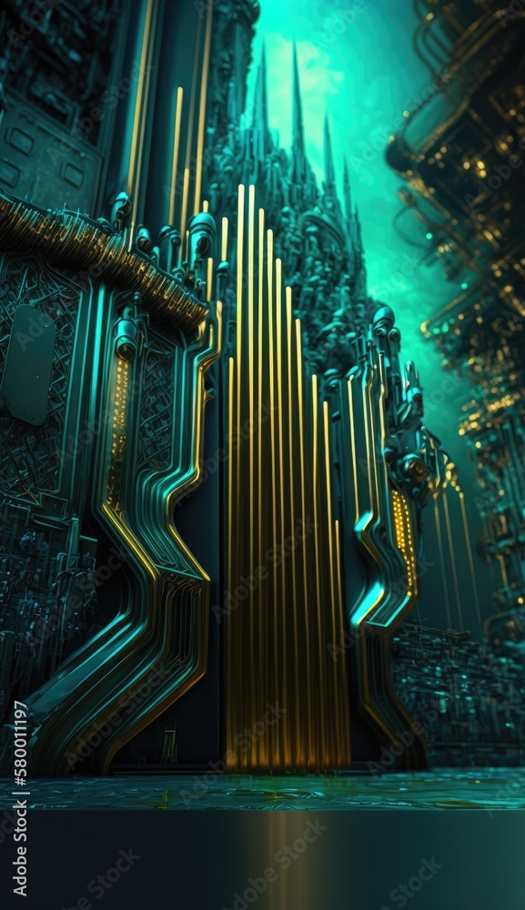 Fototapeta premium Gates to futuristic underwater city. Science fiction concept. Generative ai.
