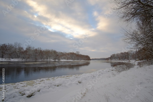 Wallpaper Mural winter landscape with river Torontodigital.ca