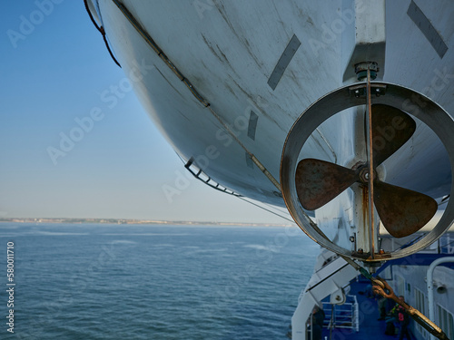 details of a propeller of a lifeboat