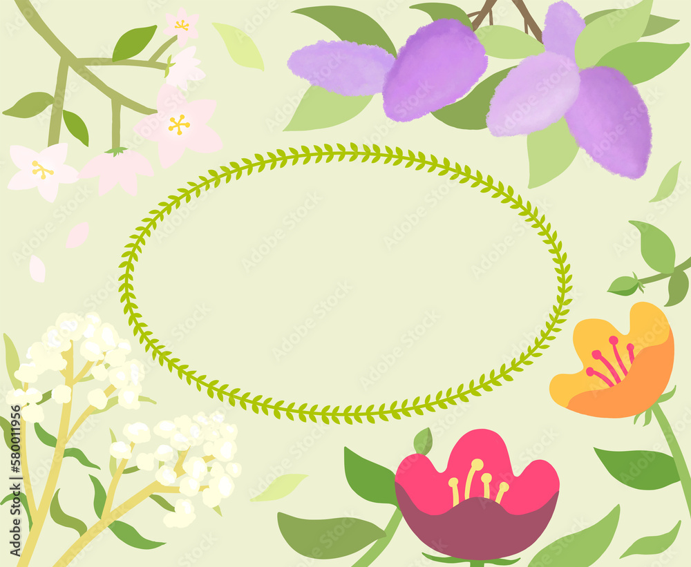 Flower and plant frame illustration, 꽃과 식물이 있는 프레임 일러스트