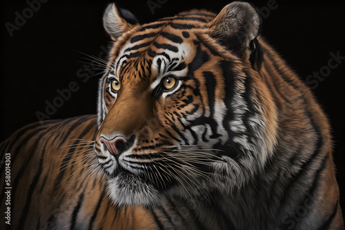portrait of a bengal tiger. Generative AI.