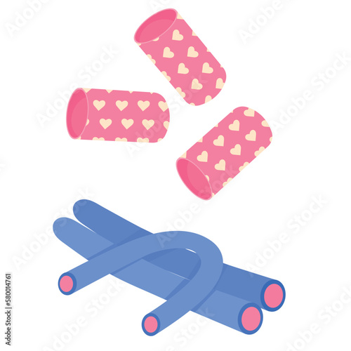 Vector cartoon image of hair curlers. The concept of self-care and cosmetic services. Cute elements for your design.