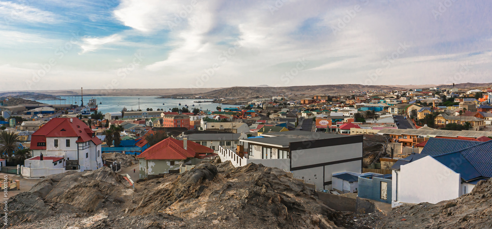 Panoramic view of the city of Luderitz, german style town in Namibia, Africa