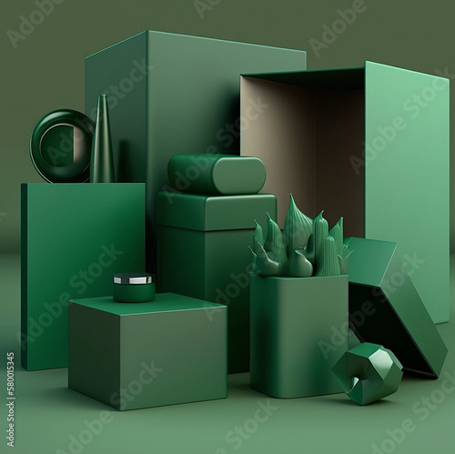 Artificial ai generated 3D box