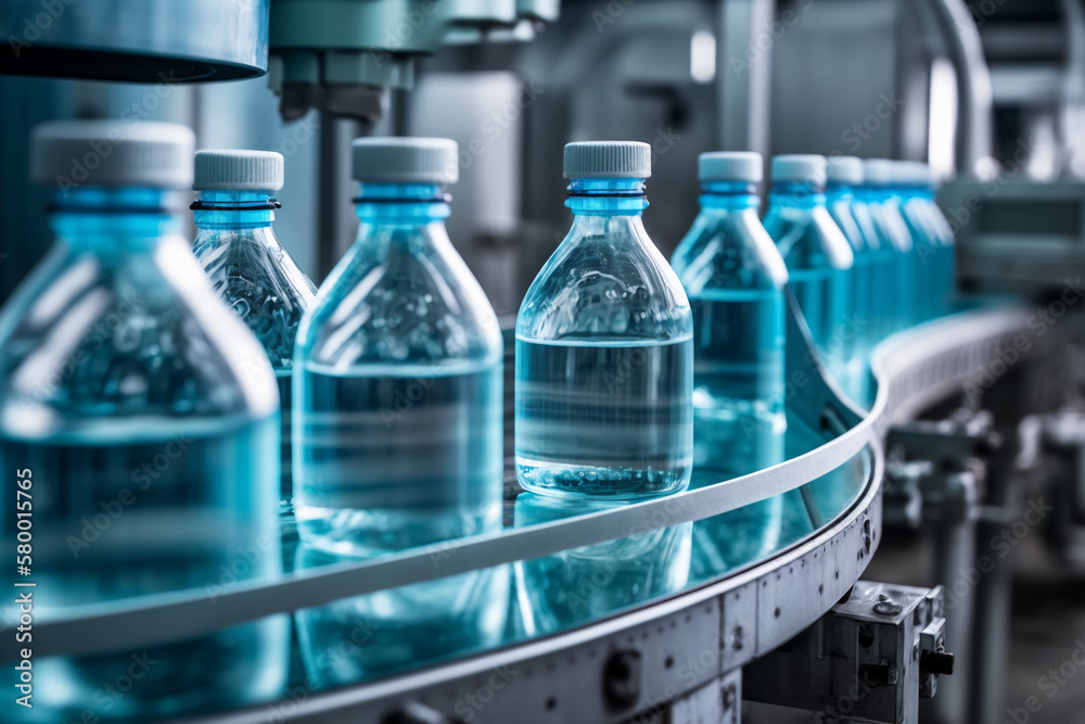 Water bottling factory, created with generative AI Water bottling factory, created with generative AI