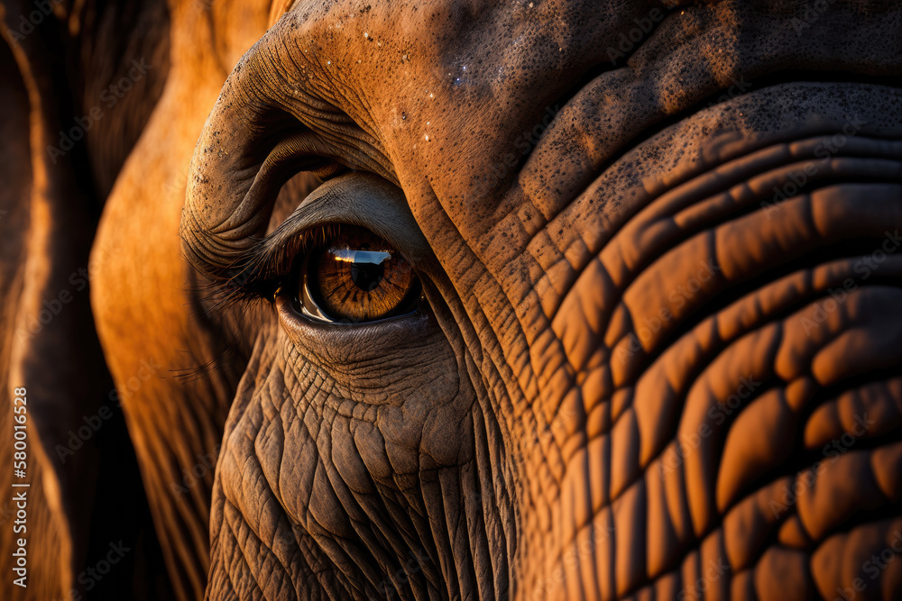 close up of an elephant created with Generative AI technology