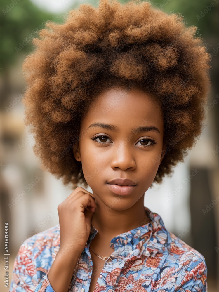 AI Captivating Portrait of a Beautiful African Girl with Stunning Features and Radiant Smile AI Captivating Portrait of a Beautiful African Girl with Stunning Features and Radiant Smile