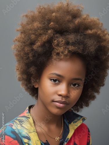 AI Captivating Portrait of a Beautiful African Girl with Stunning Features and Radiant Smile