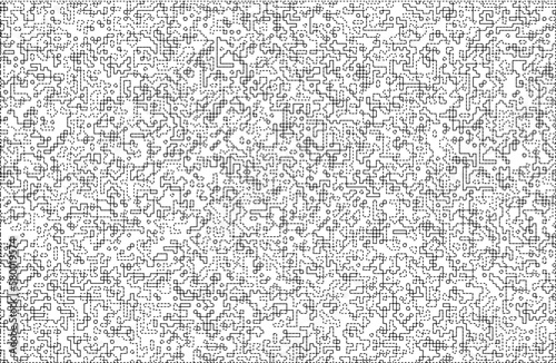 Stylish texture with figures from lines and dashes .Abstract geometric black and white pattern for web page, textures, card, poster, fabric, textile.Different quadratic Shapes.