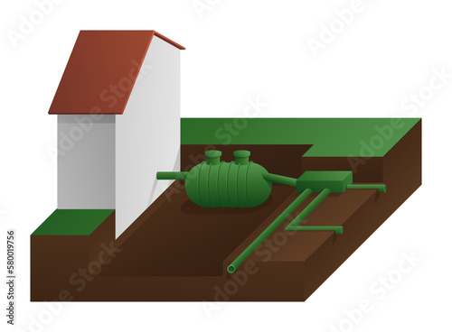 Septic tank - storage of sludge and wastewater