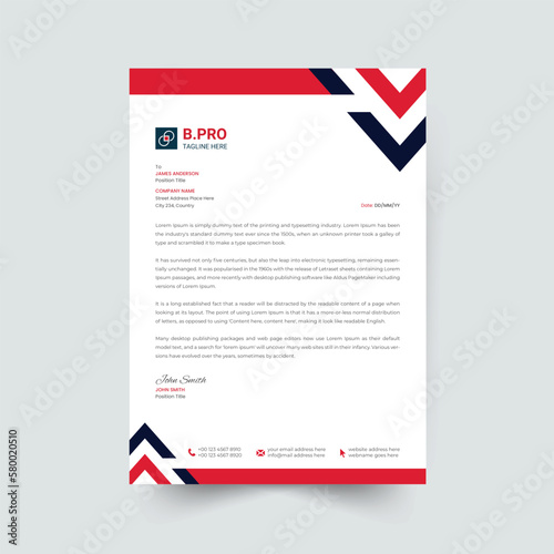 Abstract Corporate Business Style Letterhead Design Vector Template For Your Project. Simple And Clean Print Ready Design, Elegant Flat Design Vector