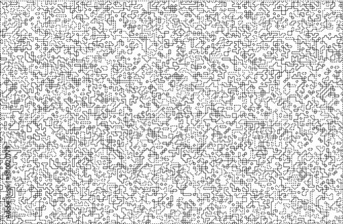 Stylish texture with figures from lines and dashes .Abstract geometric black and white pattern for web page, textures, card, poster, fabric, textile.