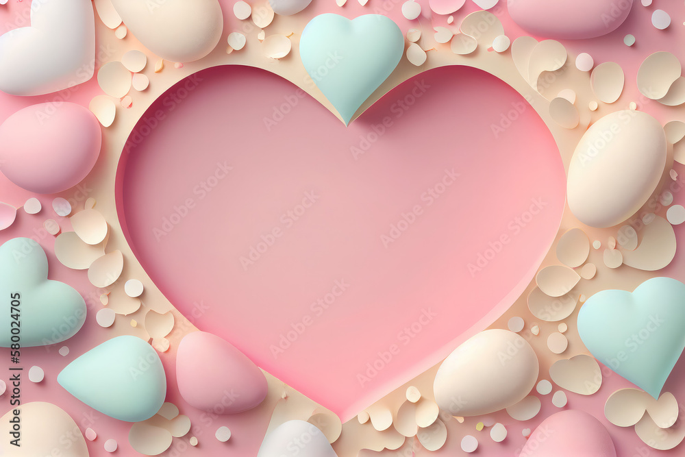 easter eggs background , pastel color decorated eggs. generative ai