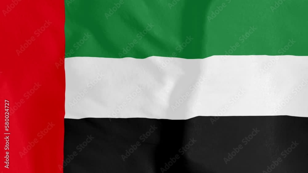 Arab Emirates Flag. Seamless loop animation of the Arab Emirates Flag. 4K. 3D animation National flag Arab Emirates Flag. Seamless loop animation of the Arab Emirates Flag. 4K. 3D animation National flag