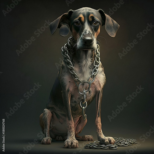 Abandoned and abused dog, generated with ai