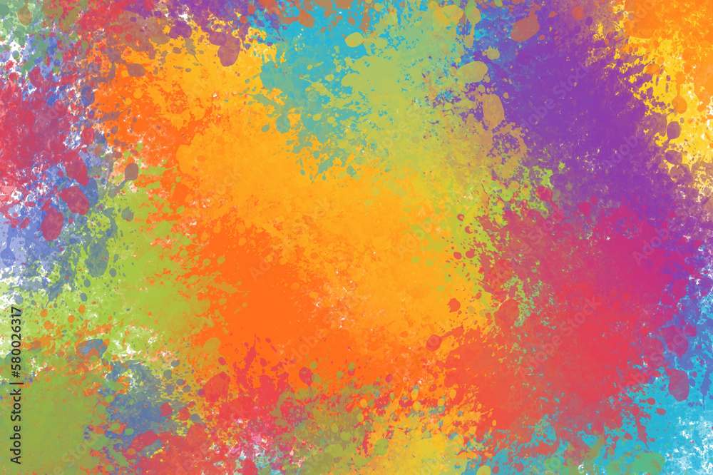 Abstract Colorful Splatter Paint Background art illustration in multicolor like orange red purple blue etc. 