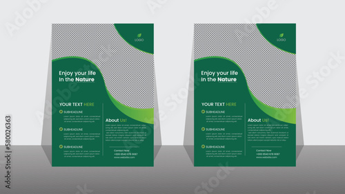 green flyer design Corporate  leavesc  poster  banner vector  foliage Set flyer  roll up .