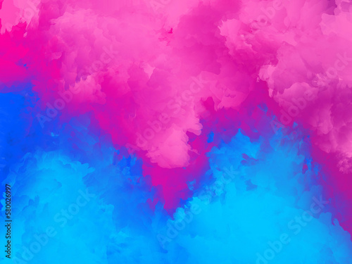 Abstract colorful watercolor background in vibrant and saturated pink and blue colors. painted cloudy texture wallpaper. 