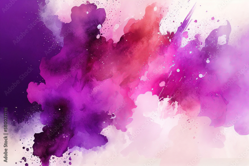 Colorful purple watercolor aquarelle abstract background. Ai generative illusration