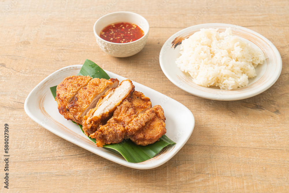 fried chicken with sticky rice fried chicken with sticky rice