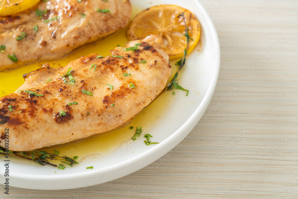 grilled chicken with butter, lemon and garlic