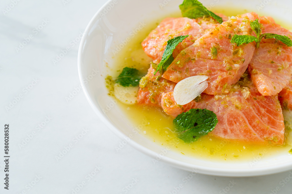 fresh salmon raw spicy seafood salad fresh salmon raw spicy seafood salad