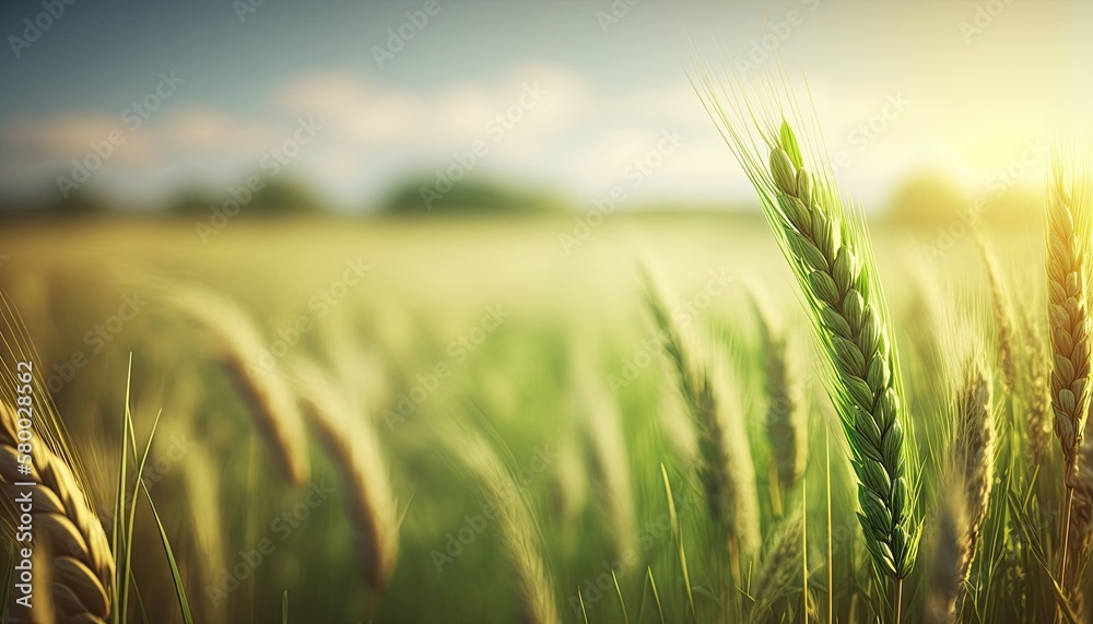 Spring grain. The concept of agriculture, healthy eating, organic food. Generative AI Spring grain. The concept of agriculture, healthy eating, organic food. Generative AI