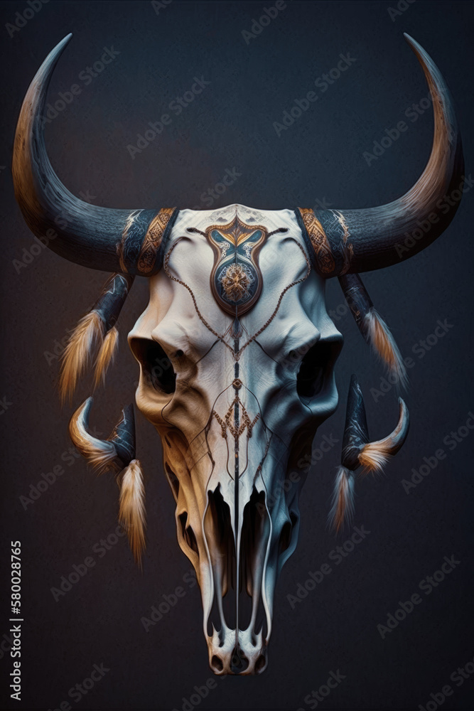 The Mystic Symbolism of the Cow Skull AI-Generated Stock Illustration ...