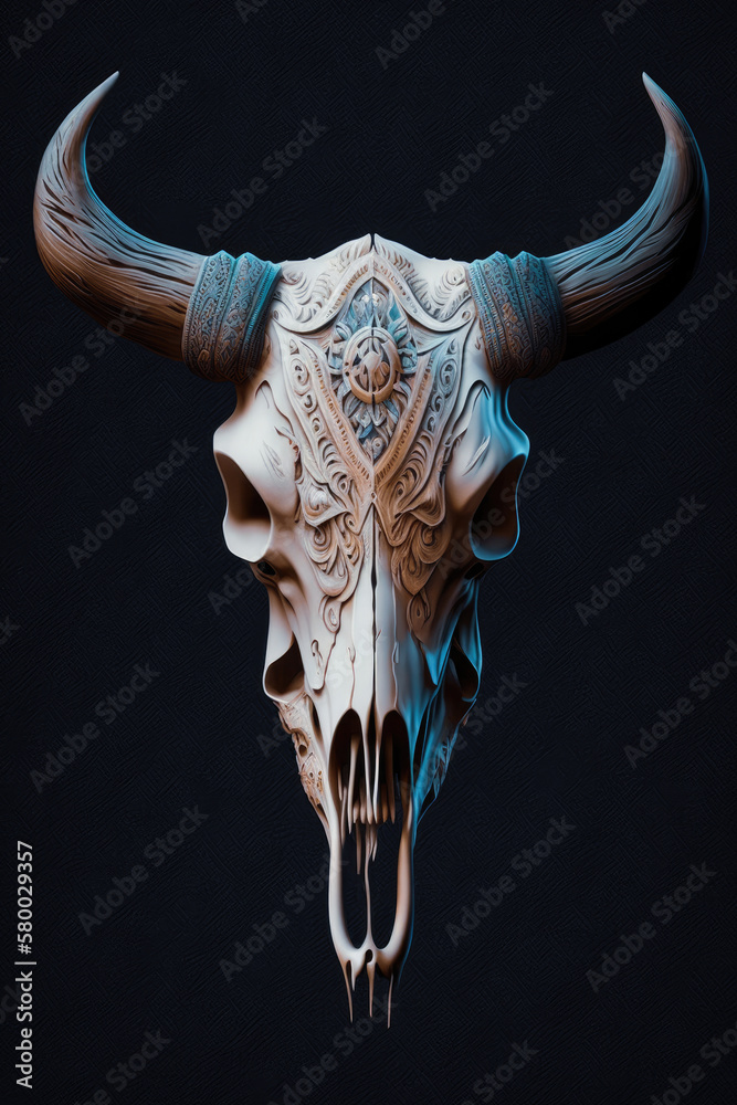 The Mystic Symbolism of the Cow Skull AI-Generated Stock-Illustration ...