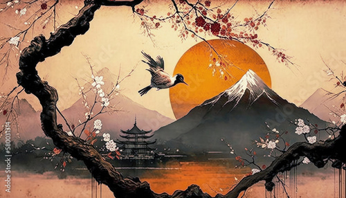 Elegance and Harmony: Exploring the Backgrounds in Japanese Painting AI Generated 
