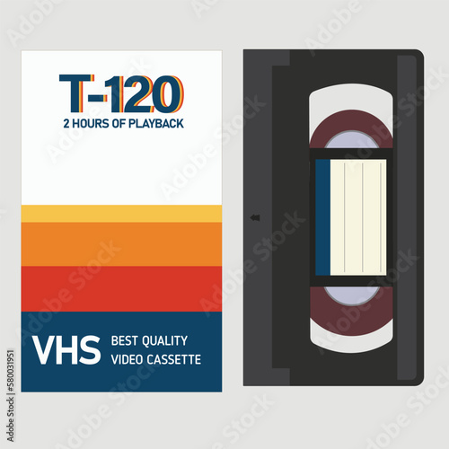 illustration of a vhs cassette with cover blank vhs cover template photo