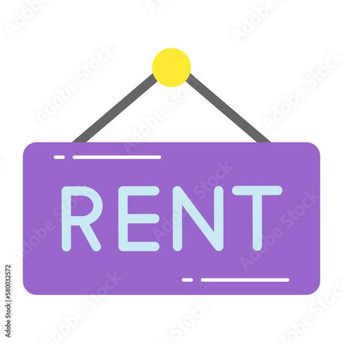 Trendy vector design of rent board, hanging placard icon