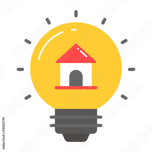 House inside light bulb denoting vector of home idea generation