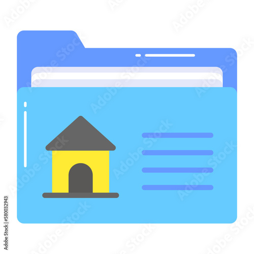 House with file folder vector design of property documents, premium icon