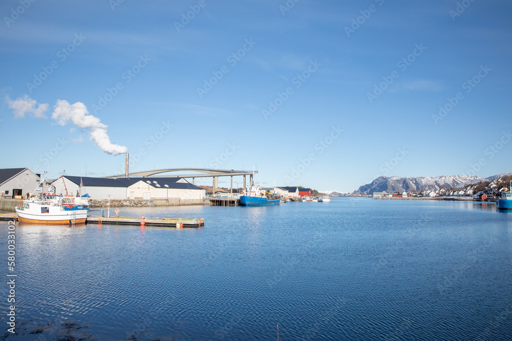 Winter in Brønnøysund fishing harbour, Norway