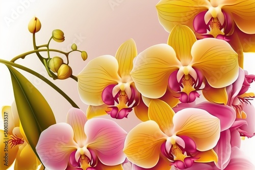 Beautiful yellow and white pink orchids © supatthanan